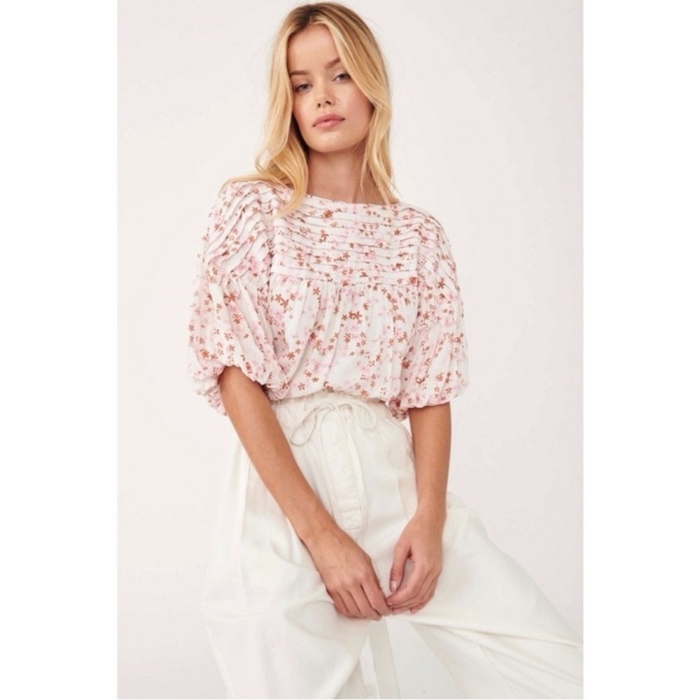 Free People Dessa Short Sleeve Floral Bodysuit